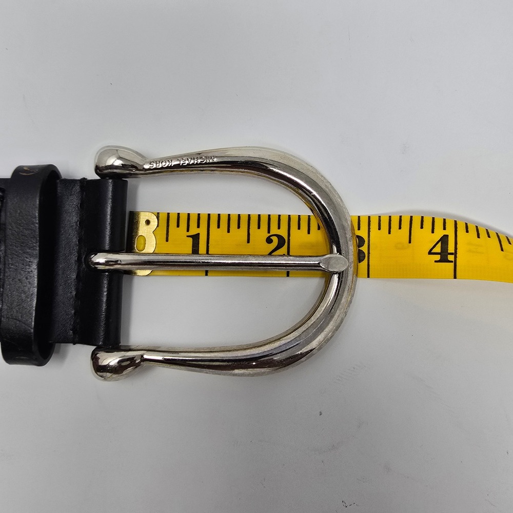 Michael Kors Black Woven Braided Leather Belt Silver Buckle 553633 Medium READ - Picture 12 of 14